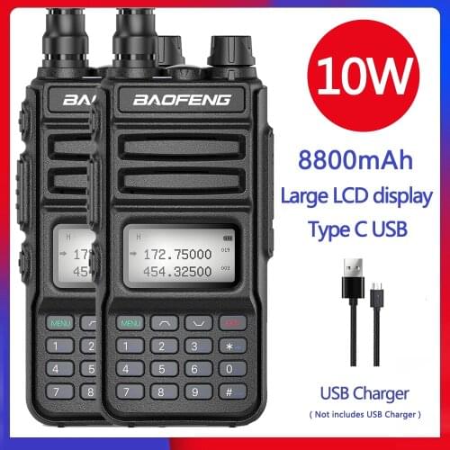 2pcs Baofeng UV-15R Walkie Talkie 10W 8800mAh High Power 999 Channel Dual Band UHF VHF Radios Transmitter Type-C Jack UV-10R