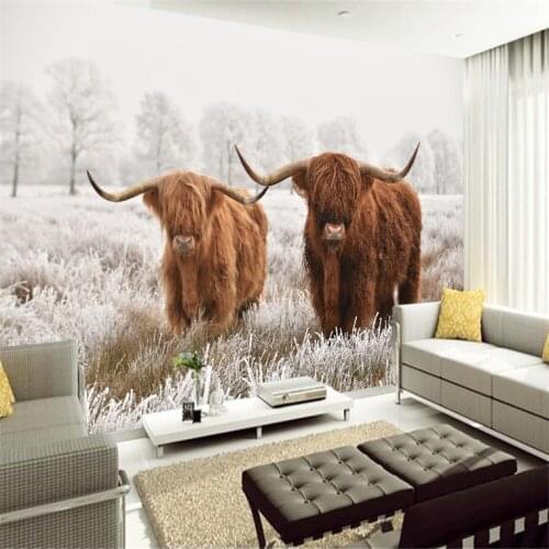 Custom Highland Cow PVC Poster Cattle Canvas Art Paintings Yak Wall Living Room Bedroom Home Decoration