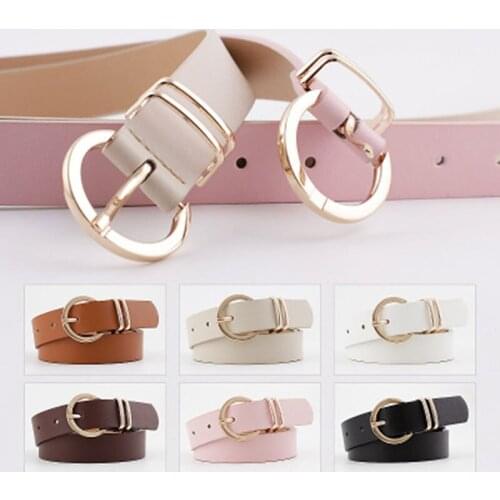 2020 New Wide Womens Belt Alloy Metal Round Circle Buckle Pin Belts Solid Candy colors Jeans Belt Fashion Brand Belts Female