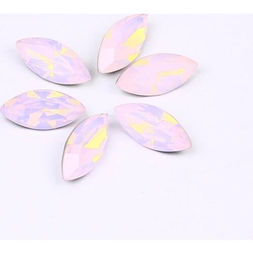 Pink Opal Stras Rhinestones Horse Eye Crystal Pointback Nail Diamond 3D Nailart Decoration Navette For Clothes Needlework