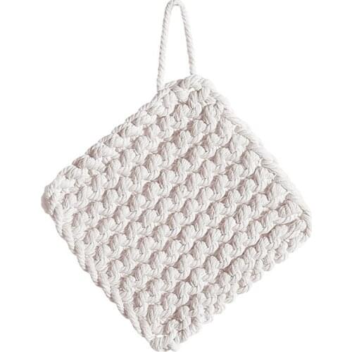 S/L Cup Mat Handmade Cotton Rope Bohemian Style Restaurants Cotton Braid Rectangle Hot