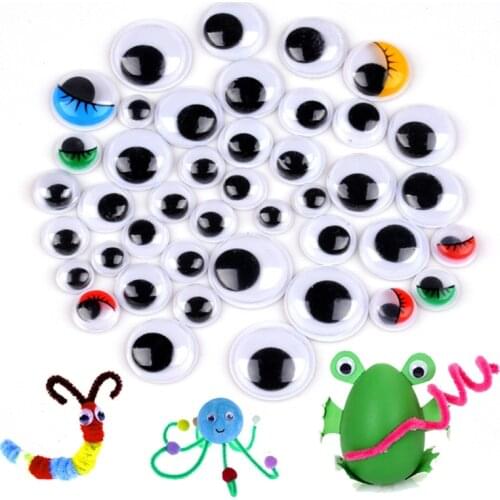 DIY Wiggly Googly Eyes Black White Self-Adhesive Doll Eye Movable Simulation Animal Eyeball Kindergarten Children Craft Supplies