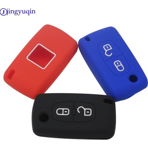 Jingyuqin Silicone Case for Citroen C4 C5 C3 C2 C4L Xsara Picasso for Peugeot 208 207 308 RCZ 408 407 307 206 Car Flip Key Cover