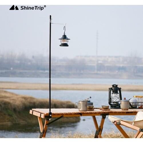 ShineTrip Outdoor Folding Lamp Post Pole Aluminum Alloy Portable Hiking Camping Tent Table Hanging Light Fixing Stand Holder