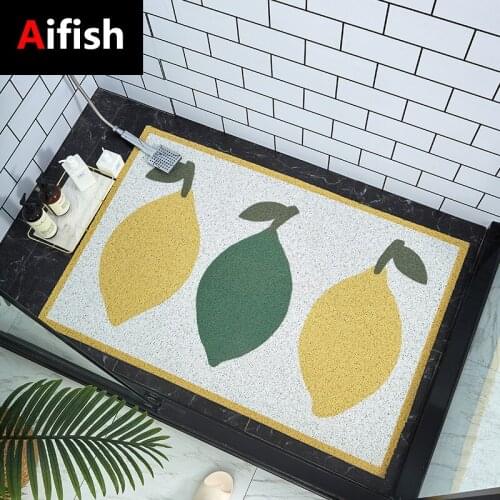 Modern Simplicity Bathroom Non-Slip Mat Silk Enclosure Shower Room Hollow Absorbent Bedroom Living Room Yellow Lemon Floor Mat 3