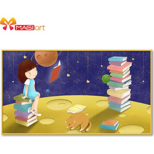 Cross stitch kits Embroidery needlework sets 11CT water soluble canvas patterns 14CT Cartoon Book mountain-NCMC061