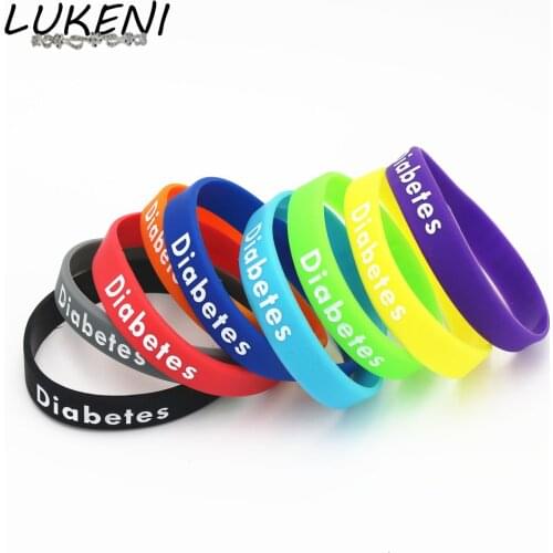 1PC Printed Bracelet Youth and Adult Size Diabetes Silicone Wristband Sports Armband Nurse Letters Bracelets&Bangles Gifts SH151