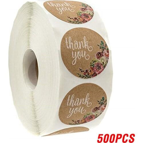 100-500pcs Round Natural Kraft Paper Handmade Sticker Scrapbook Packaging Adhesive Thank You Sticker Seal Label Gift