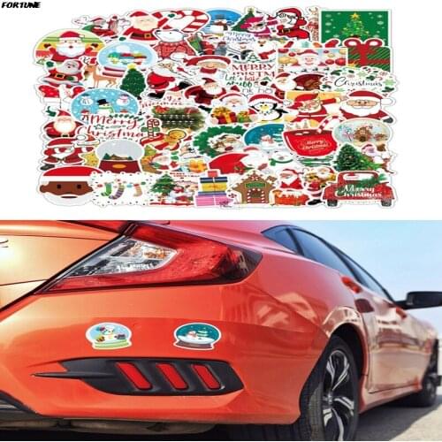 100 Pcs Car Stickers For Merry Christmas Santa Claus Snowman Elk Window Decals For Festive Decor Festive Car Styling Accessories
