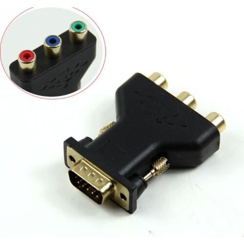 Adapter Connect 15 Pin VGA Male to 3 RCA Female M/F Adapter Connecter Converter Black M126 hot sale