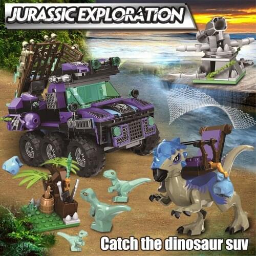422Pcs City Dinsaur Series SUV Off-road Trucks Building Blocks Sets Jurassic World Dinosaur Car Figures Brick Toys for Boys