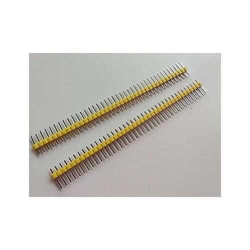 50pcs 40 Pin 2.54 mm Yellow Single Row Pin Header Strip PC
