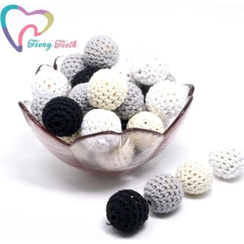 50PCS Wooden Crochet Bead 16/20 MM Beech Chew Bead Food Grade Baby Teether DIY Nursing Necklace Holder Chain Childens Goods Toy