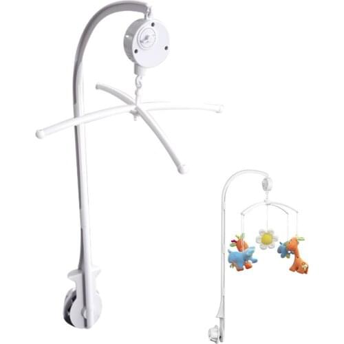 White Crib Bell Bracket Hanging Bell Music Cross Bed Bell Toy Plush Pendant Baby Emotions Comfort My Bed Bell Accessories