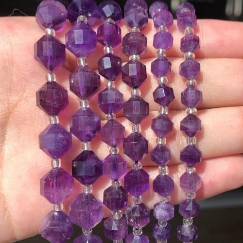 7.5inchNatural Stone Beads Oval Shape Amethysts Loose Spacer Minerals Beads for Jewelry Making DIY Bracelet Accessories 6/8/10mm
