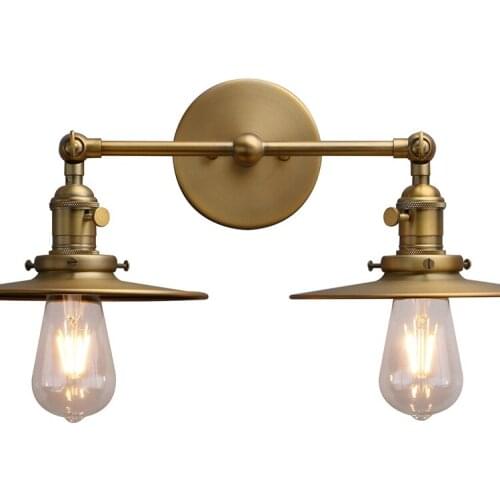 Candelabro de 2 luces con interruptor, luz de tocador mate con doble sombra de luz plana hecha a mano de 7,9 pulgadas