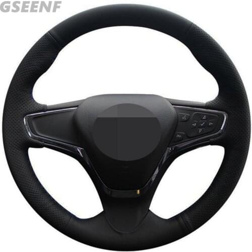 Car Steering Wheel Cover For Chevrolet Malibu XL 2016 2017 Equinox 2017 2018 Buick Velite 5 Black Hand-stitched Artificial Leath