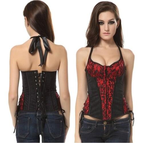 Black And Red Halter Style Corset Halter Boned Corset For Women 3S3053 Fashion Lady Sexy Corset Slimming Suit