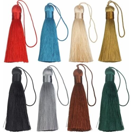 LOULEUR 6pcs/lot 82mm Long Silk Tassel Fringe Charms Pendants Satin Charms 11 Colors for DIY Earrings Jewelry Making Findings