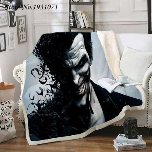 The joker 3D Printed Fleece Blanket for Beds Thick Quilt Fashion Bedspread Sherpa Throw Blanket Adults Kids 01