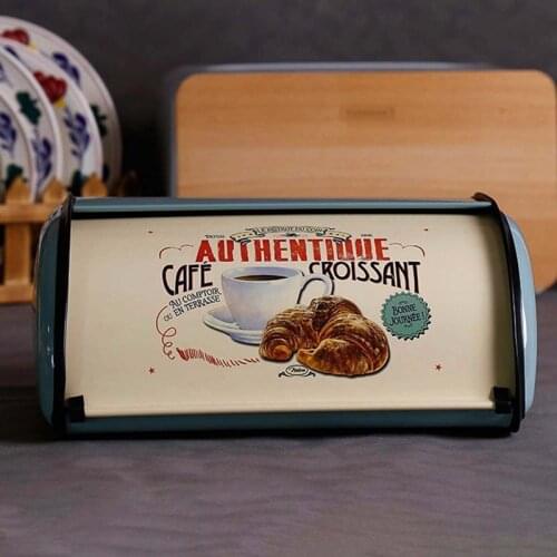 French Vintage Bread Storage Case Box Metal Small Durable Bread Bins Space-Saving Storage Boxes For Kitchen Home Containers