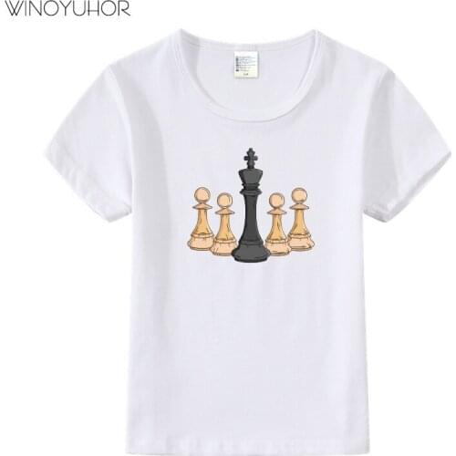Playing Chess Tshirt Kids Summer Short Sleeve T Shirt Children Girls Boys Game Print T-shirt Funny Casual Baby Clothes 2020 New