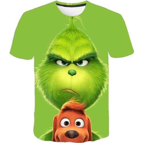 Movie green grinch Couple tshirt 3D print Cartoon Men Short sleeve cosplay Hip Hop T-shirt Comfort Round neck T shirt summer Top