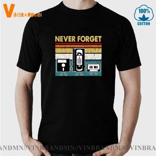 70s 80s vintage clothing never forget VHS magnetic tape disc cassette disk Funny T shirts causal good memory retro mens T-shirt