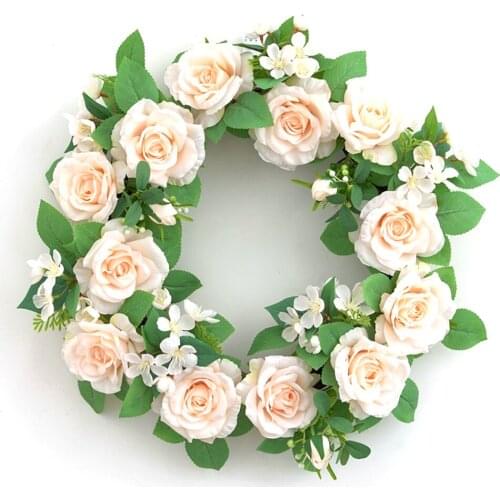 Home Decor Simulation Valentines Day Wreath Decoration Rose Wall Hanging Decorationgs Vintage Silk Flower Front Door Wreathes