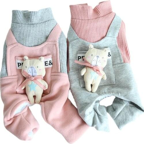 Cute Dog Jumpsuit Small Dog Clothes Winter Pet Coat Garment Chihuahua Yorkshire Pomeranian Shih Tzu Maltese Bichon Clothing XS