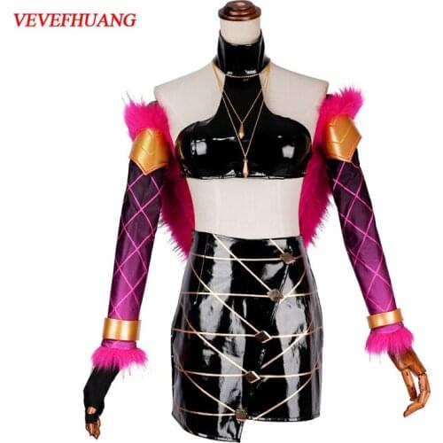 VEVEFHUANG KDA Evelynn Cosplay Costume LOL KDA Cosplay LOL Evelynn Costume K/DA Women Outfit Sexy Full Sets for Halloween Comic