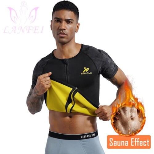 LANFEI Men Waist Trainer Weight Loss Shirt Hot Neoprene Sweat Sauna Vest Suit Body Shaper Slimming Workout Sport Corset Tank Top