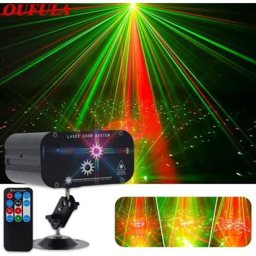 Laser lamp 48 pattern Mini led voice control Stage lights remote control KTV radium spotlight Christmas lamps family Party