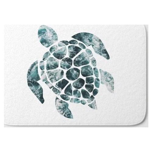 HOT Bathroom Rugs Sea Turtle Turquoise Ocean Waves Bath Mat Flannel Absorbent Non Slip Doormat Entrance Door Bathroom Mat Set