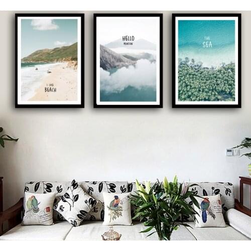 Sea Mountain Scenery Nordic Posters and Prints Scandinavian Wall Pictures For Living Room Bedroom Decoration Canvas Painting