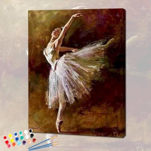 GATYZTORY Frameless Ballet Dancer DIY Painting By Numbers Acrylic Picture On Wall Handpainted Oil Painting For Living Room Wall