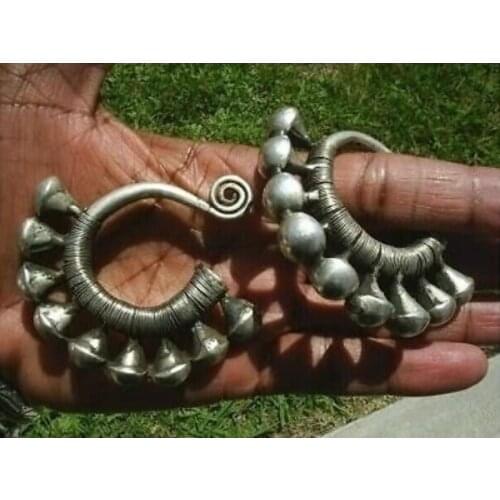 Wholesale Charming Tibet Tribal Jewelry Miao Silver Big Hollow Earrings pair