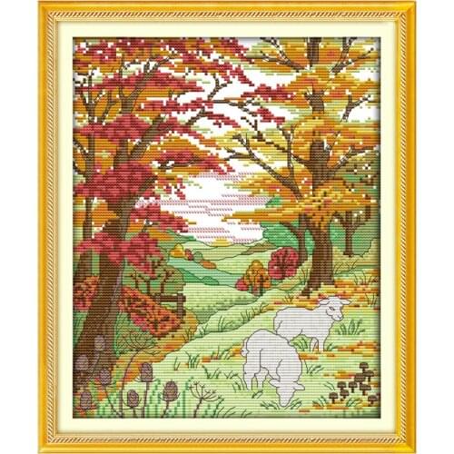 Sheep in the Autumn hills counted 11CT 14CT DIY kit Chinese wholesale Cross Stitch embroidery needlework Sets home decor
