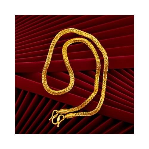 18k Yellow Gold Snake Bone Necklaces Pendant for Men Sand Gold Necklace Pendant Clavicle Fine Jewelry Wedding Birthday Gifts