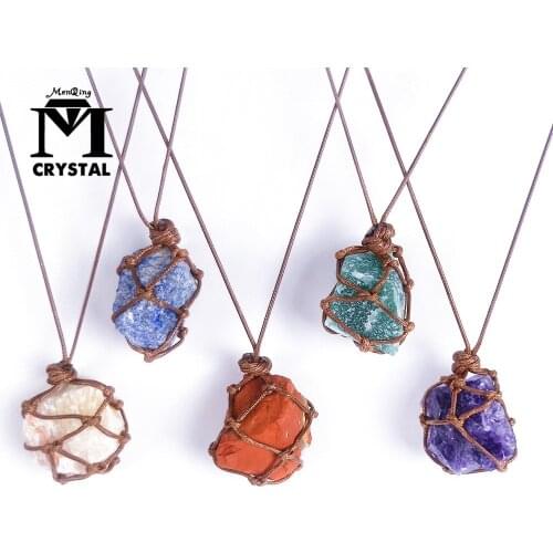 Natural Roug Raw Crystal Stone Pendant healing gemstone Divination spiritual meditation Jewelry Necklace