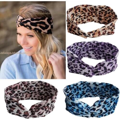 2021 Women Print Leopart Headbands Bohemian Hair Bands Vintage Cross Turban Bandage Bandanas HairBands Girls Hair Accessories