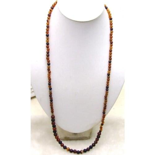 Qingmos Natural Red 6-8mm High quality Round Agates graduate Long 33" Sweater Necklace for women -5791 whole/retail Free ship