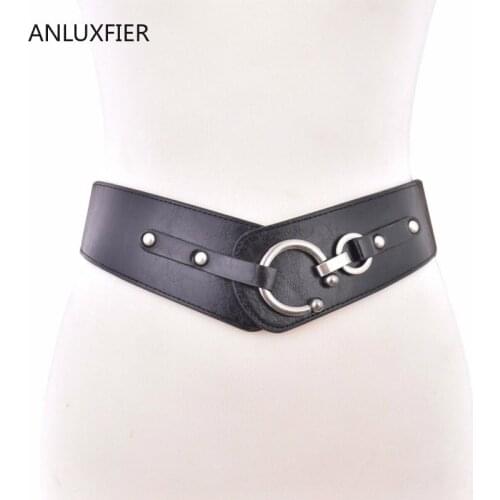H9867 Women Wide Leather Belt Korean Simple Waist Seal Female Metal Buckle High Quailty Fashion Girdle Luxury Casual Waistband