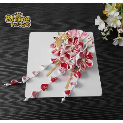 Hand Made Hairpin Japanese Style Cherry Kimono Hair Accessory 6 Colors H