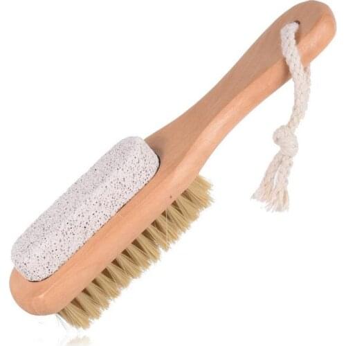 Bath Mane Bristles Clean Feet Brush Wooden Pumice Stone Feet Pedicure Callus Removal Foot Care Brush Remover Dead Skin SN594
