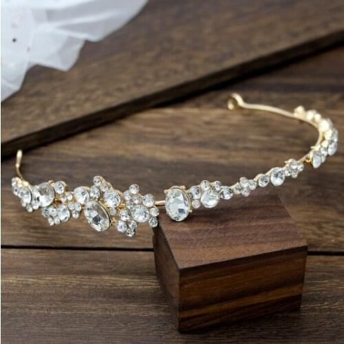 Bridal Gold Hairband Fashion Women Ladies Crystal Rhinestone Prom Party Headband Head Piece Girls Hair Accessories