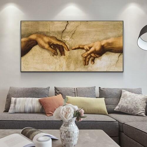 The Creation Of Adam by Michelangelo Famous Art Canvas Paintings On the Wall Art Posters And Prints Hand to Hand Art Pictures