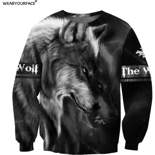 Tattoo Wolf 3D All Over Print Crewneck Zipper Hoodies Sweatshirts Outdoor Casual Vocation Sports Streetwear Unisex Men Clothing