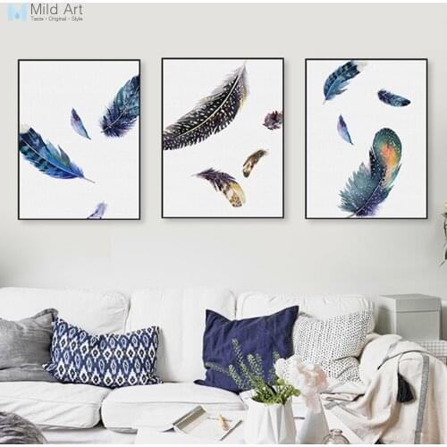 Watercolor Vintage Feather Poster Photos Big Print Wall Art Picture Modern Nordic Living Room Home Deco Canvas Painting Custom