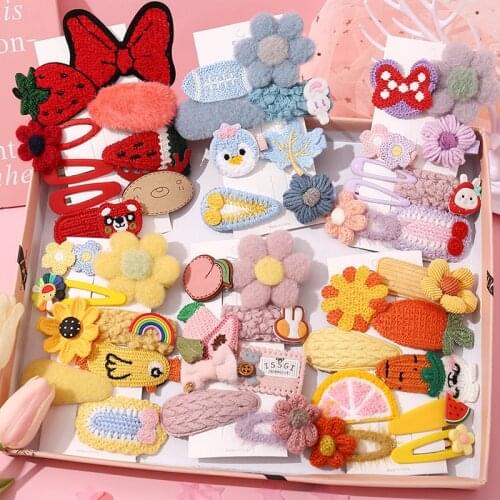 Winter Sweet Cartoon Fur Soft Hair Clip For Girl Children Wool Flower Bow Animal Hairpins Barrettes Kids Winter Hair Accessories